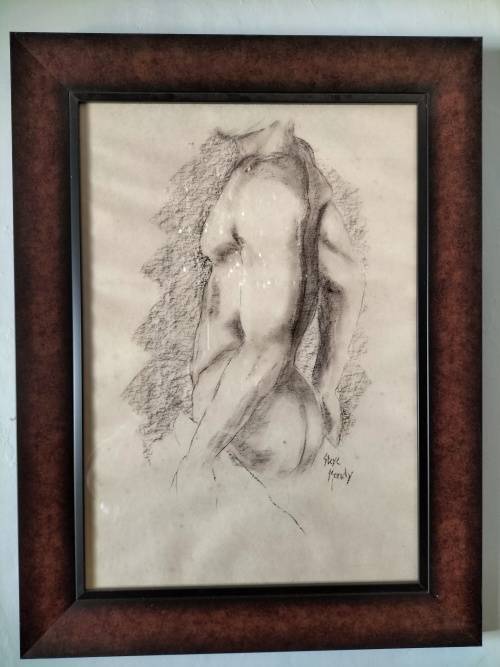 Steve Mandy Nude Charcoal Drawing