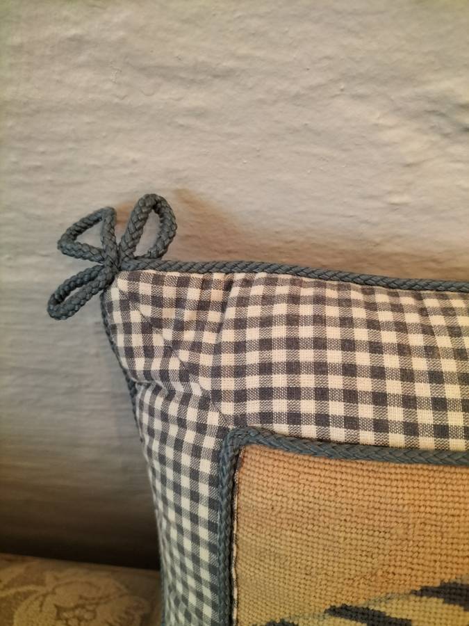 Beautiful Tapestry & Gingham Cushion