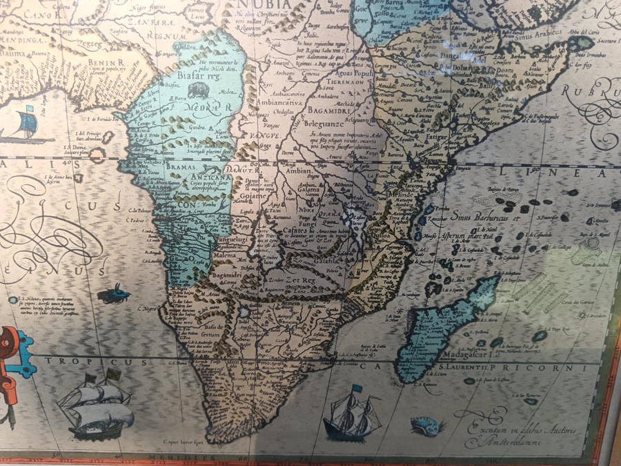 Framed Nova Africae Tabula By Jodocus Hondio