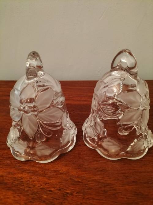 Beautiful Pair of Walterglas Christmas Bells Made in Germany