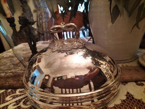 Sheffield Silver Plated Food Dome with Grape Design Handle C1900