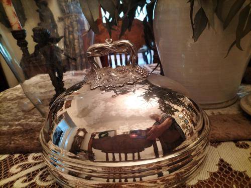 Sheffield Silver Plated Food Dome with Grape Design Handle C1900