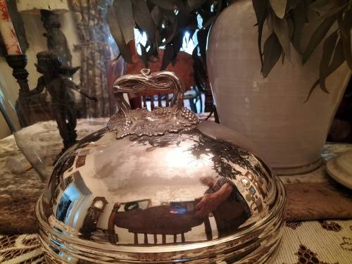 Sheffield Silver Plated Food Dome with Grape Design Handle C1900