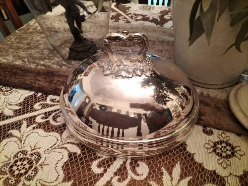 Sheffield Silver Plated Food Dome with Grape Design Handle C1900