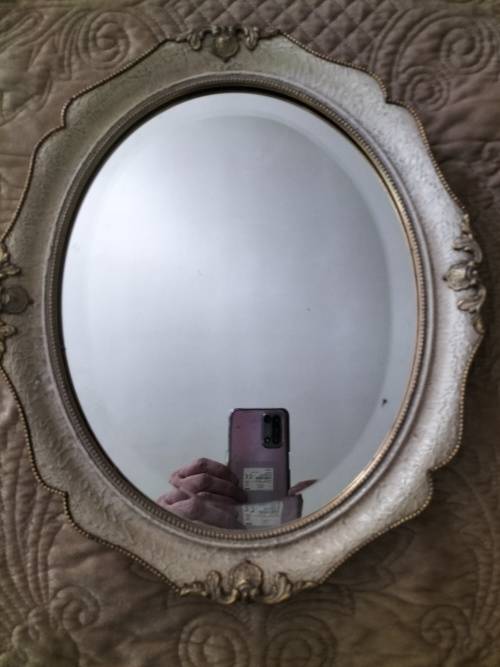 Bevelled Cream & Gold  Oval Mirror