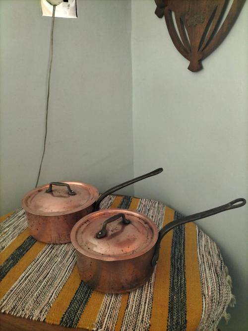 Pair of Antique Copper Saucepans By Havard Villedieu made in France