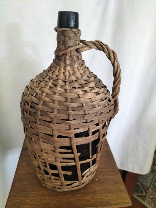 Vintage Wicker Covered French Demijohn