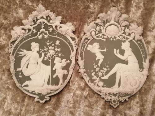 Pair of German Jasperware Plaques