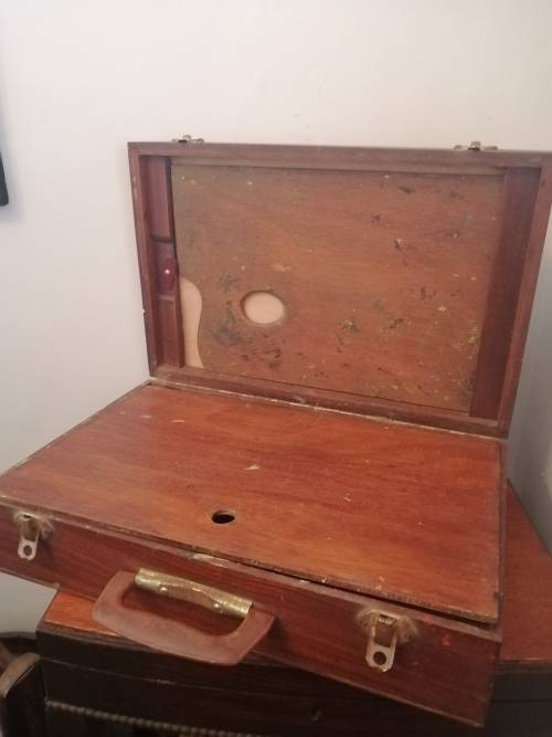 Artist Vintage Solid Wood Paint Suitcase with Palette