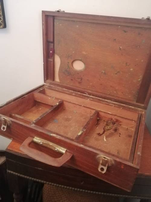 Artist Vintage Solid Wood Paint Suitcase with Palette