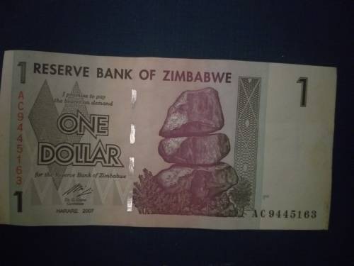 1 one Dollar Zimbabwe Money NOTES