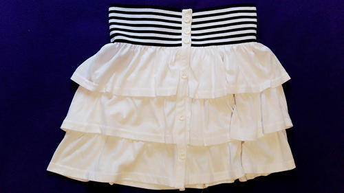 Sexy and Playful White Nautical Tiered Skirt - Size 10 / 34