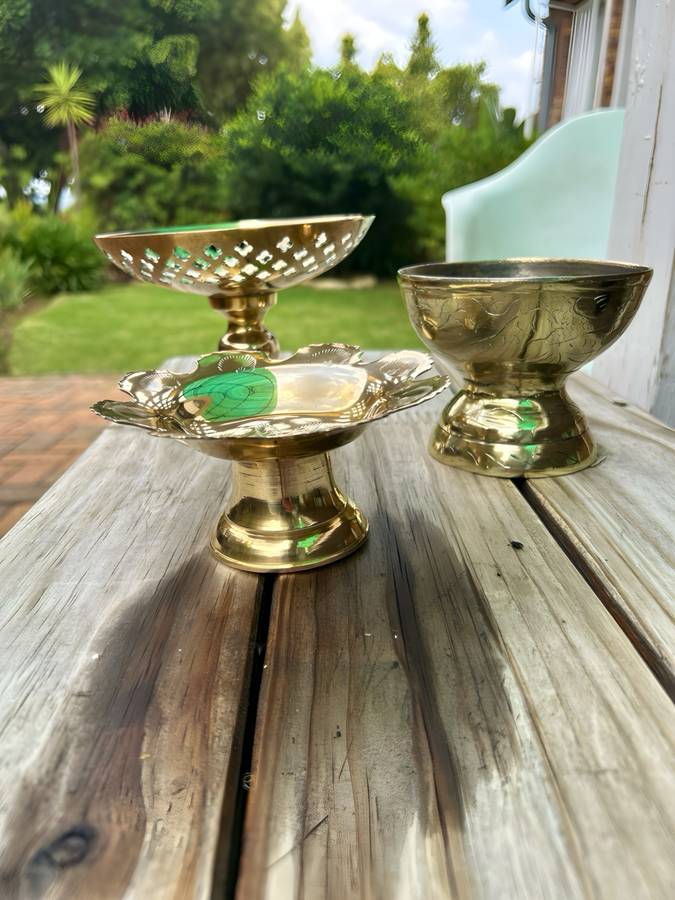 3 vintage brass bowls