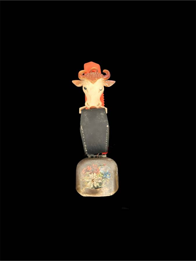 Vintage Swiss Hand Painted Cow Bell Ornament