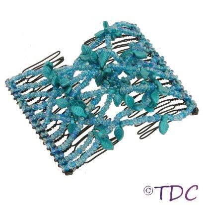 Stretchy Beaded Hair Comb (Blue)
