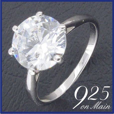 SOLID Sterling Silver Solitaire Ring