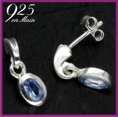 SOLID Sterling Silver Aqua Drop Earrings