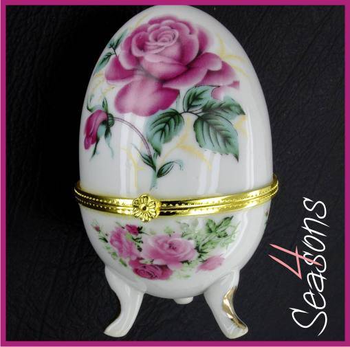 Rose Pattern Ceramic Jewellery Egg