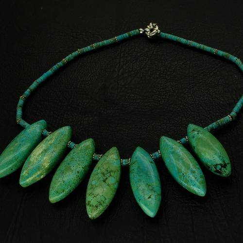 Vintage Turquoise Stone Necklace -- Bold and Chunky