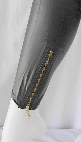 Leather Look Leggings with Zipper Detail