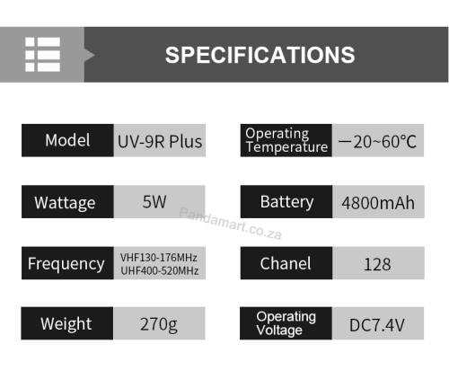 BAOFENG Two Way Radios Walkie Talkie UV-9R PLUS Waterproof Durable UHFVHF 5W 128 Chanels