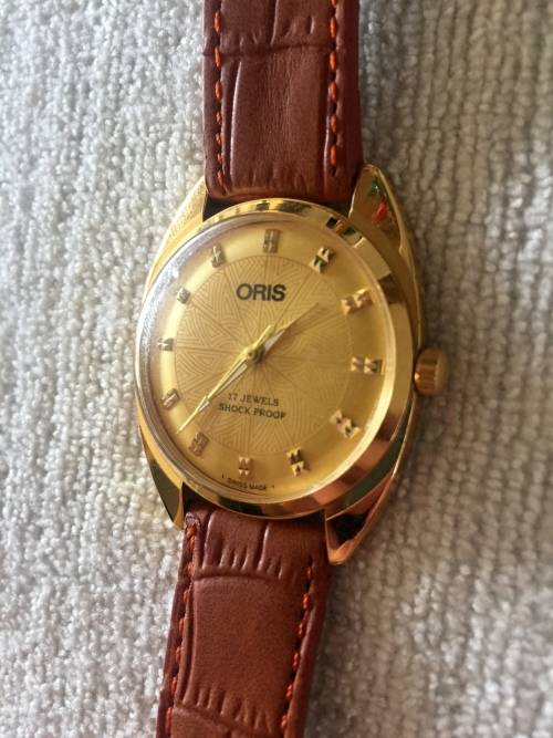 Vintage Oris Manual Wind Watch with patterned dial