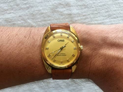 Vintage Oris Manual Wind Watch with patterned dial
