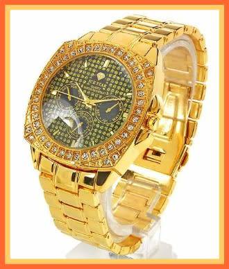 Omax Star crystal gold base metal watch