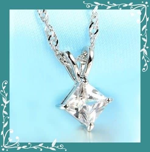 Dazzling diamond shaped pendant on a silver chain