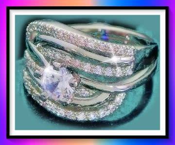 Lovely silver and white zircon simulant 2pc set size 9