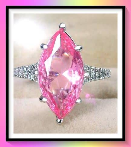 Luxury chunky pink stone ring size 9