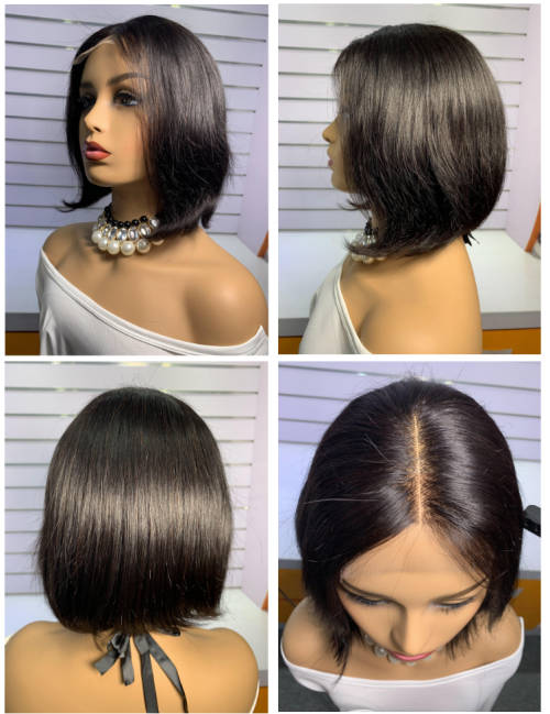 8" Brazilian BOB Wigs  Lace Closure (Grd10A) 100% Virgin Remy Human Hair