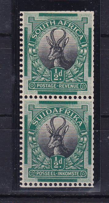 SOUTH AFRICA 1926 1/2d COIL STAMPS PERF 14X14.5 UM  CV R250