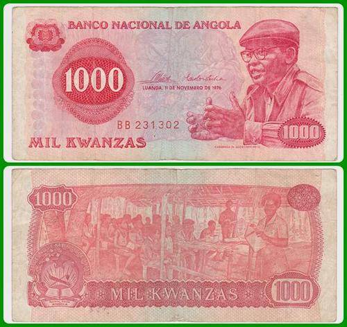 ANGOLA - 1976 - 1000 KWANZAS - PIC# 113a - F/VF NOTE - (BB231..)