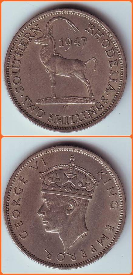 SOUTHERN RHODESIA - KM#19b - 1947 - 2 SHILLINGS - VF/XF COIN