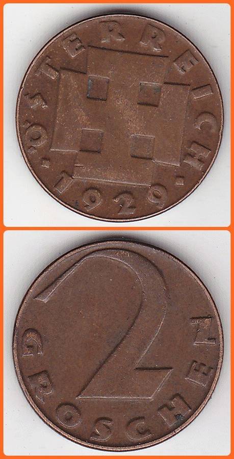 AUSTRIA - 1929 - 2 GROSCHEN - KM# 2837 - VF/XF COIN