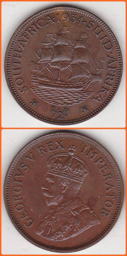 UNION - 1934 - 1/2 PENNY - MINTAGE 325 830