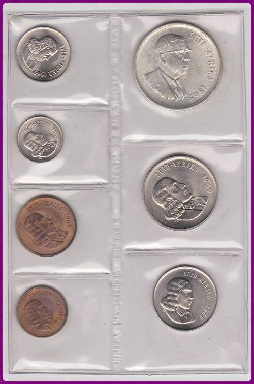 1969 - AFRIKAANS - UNCIRCULATED SET - SILVER R1 - SCARCE ONLY 7500 SETS MADE
