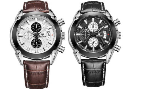 Megir Leather Chronograph Men's Watch | Two Options