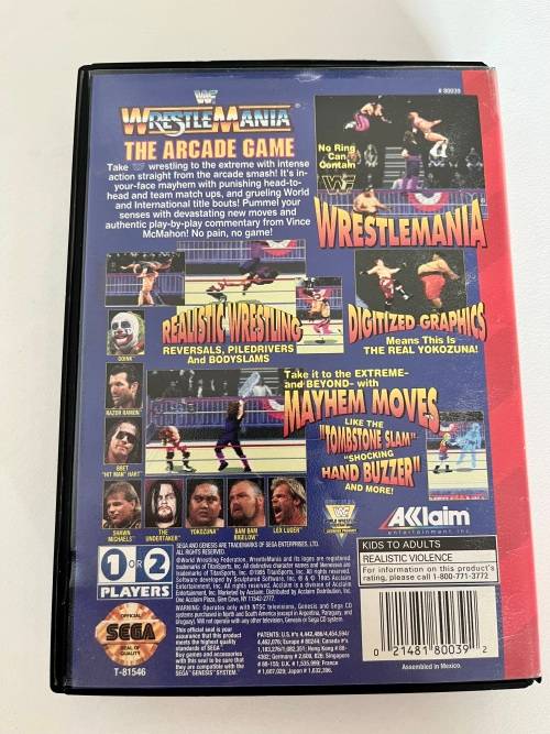 Sega Genesis Game - WWF Wrestlemania the arcade game 16bit cartridge