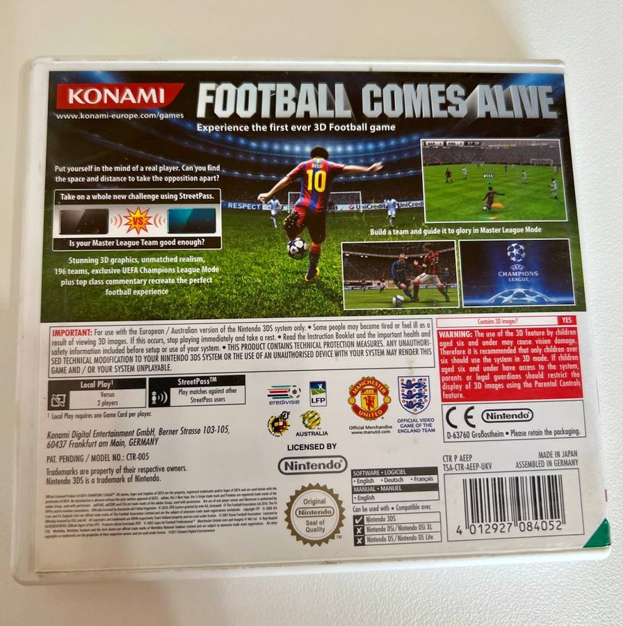 PES 2011 3D Pro evo soccer for Nintendo 3DS