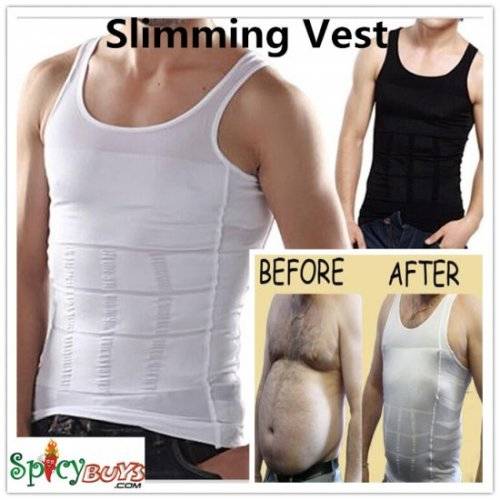 Spicybuys Mens Body Slimming Vest Check Tummy Shaper Vest Waist Back Support