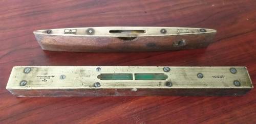 Two Vintage collectable Marples Brass and Mahogony Spirit Levels