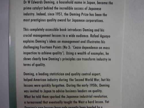 Dr Deming : The Man Who Taught the Japanese about Quality - Rafael Aguayo