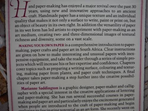 Making Your Own Paper : An Introduction to Paper-making in South Africa