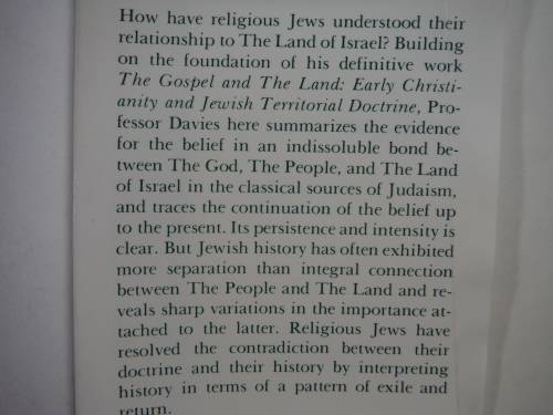 The Territorial Dimension of Judaism - Hardcover - W.D.Davies - 1982