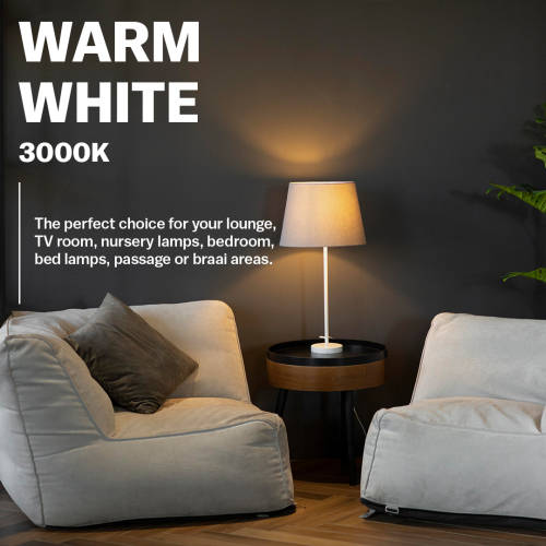 2 Pack Rechargeable Globe WARM WHITE 3-9 hours 1800mAh Battery 7W Bulb WARM WHITE on Battery