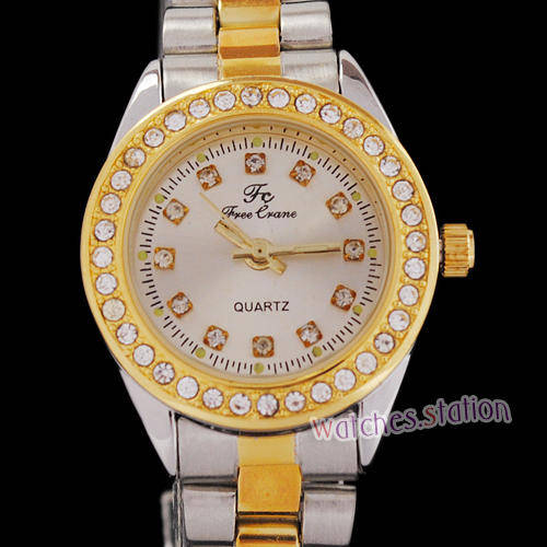 - LADIES ~NEW  FREE CRANE Elegant Luxury Golden Steel Quartz Wrist Watch