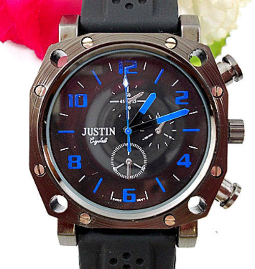 *** New  ANALOG LUXURY  MEN STEEL   WATCH-RUBBER BAND