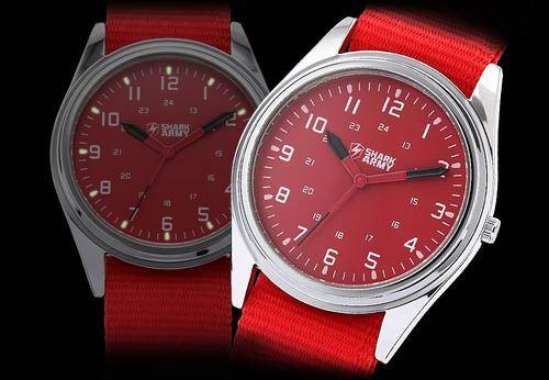 ****  SHARK ARMY Red Dial Unisex Nylon Military Sport Quartz Wrist Watch